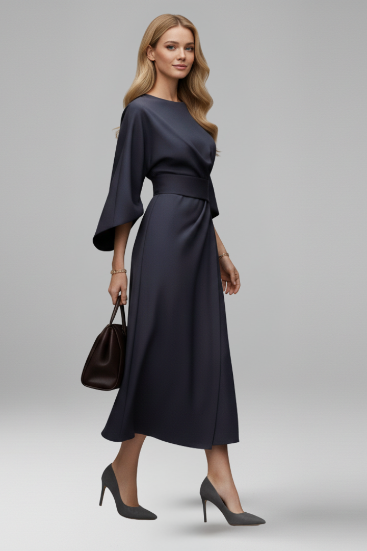 Vestito donna con maniche ampie e laccio in vita