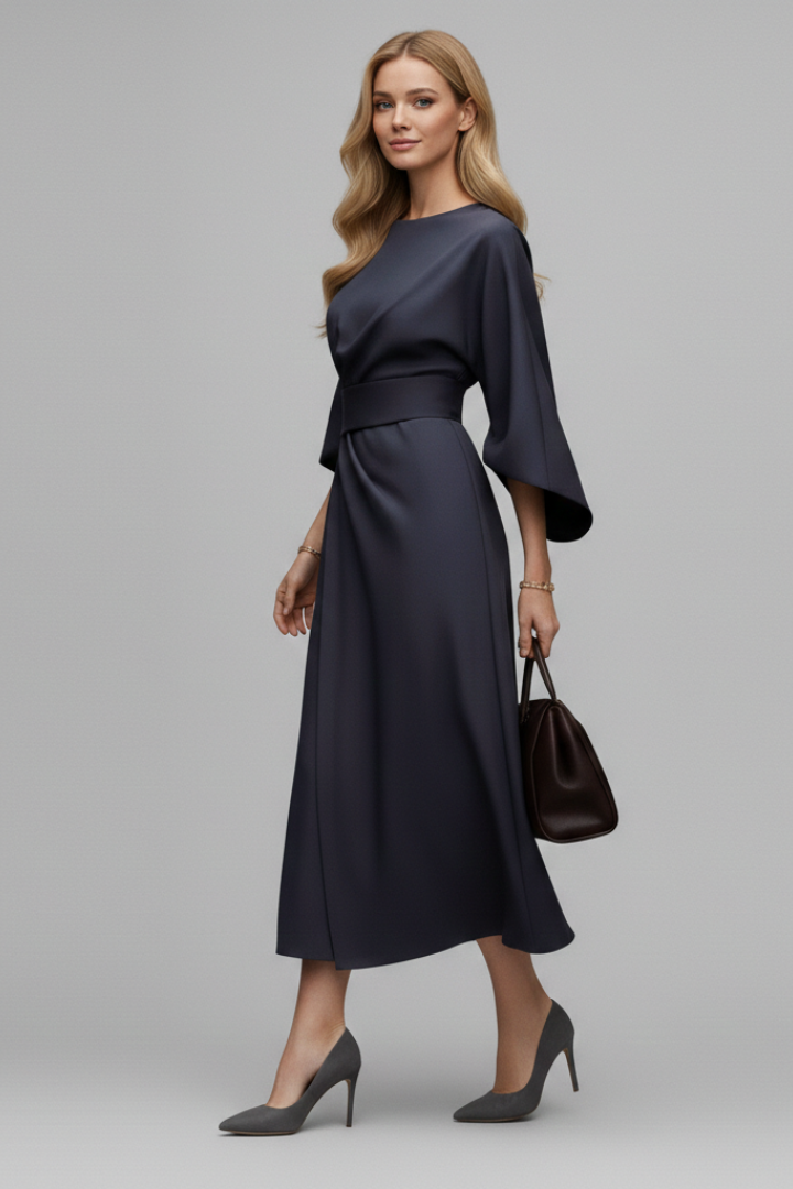 Vestito donna con maniche ampie e laccio in vita