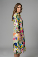 Boho-kjole til damer med print og V-hals med krave
