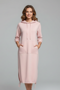 Vestido de mulher com cordão na bainha e bolso tipo canguru