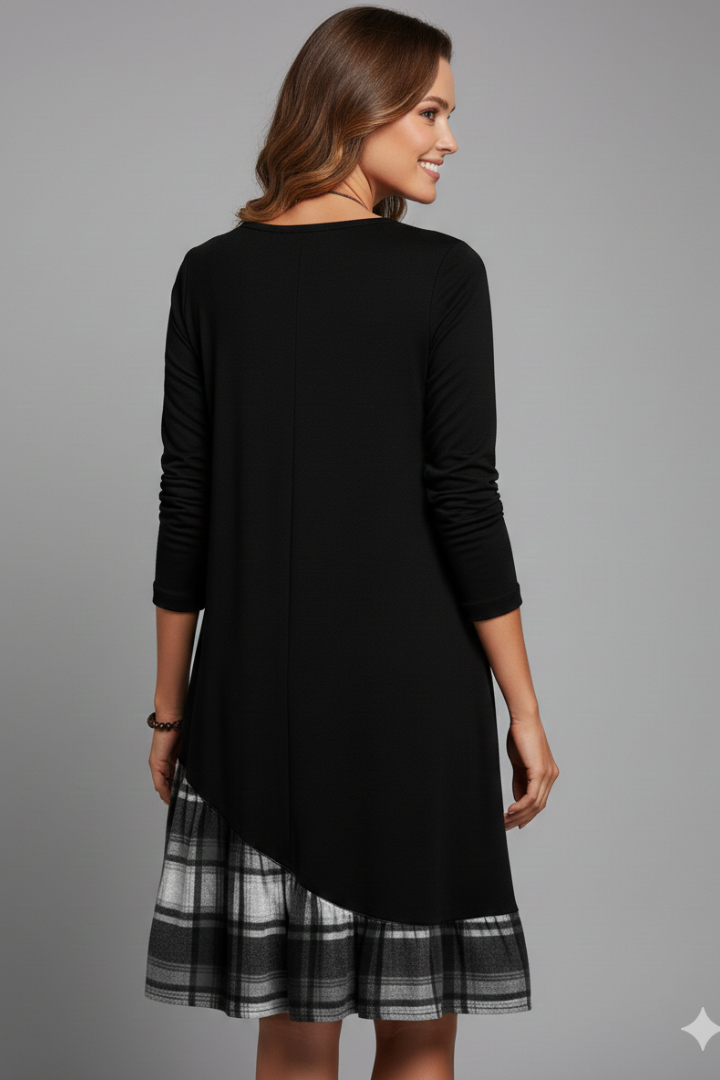 Robe midi femme col V manches longues