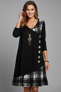 Robe midi femme col V manches longues