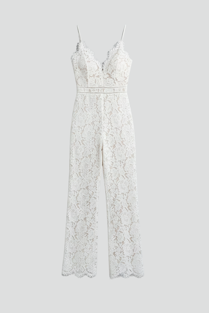 Tuta donna in pizzo con scollo a V