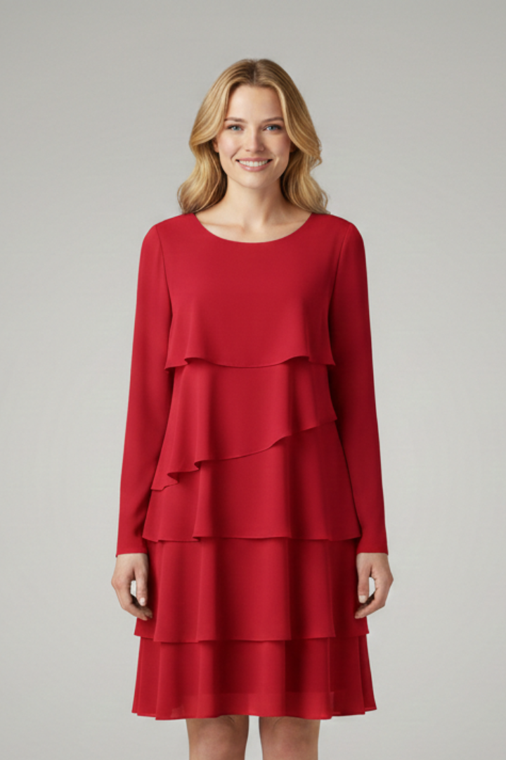 Vestito donna con maniche lunghe e orlo svasato