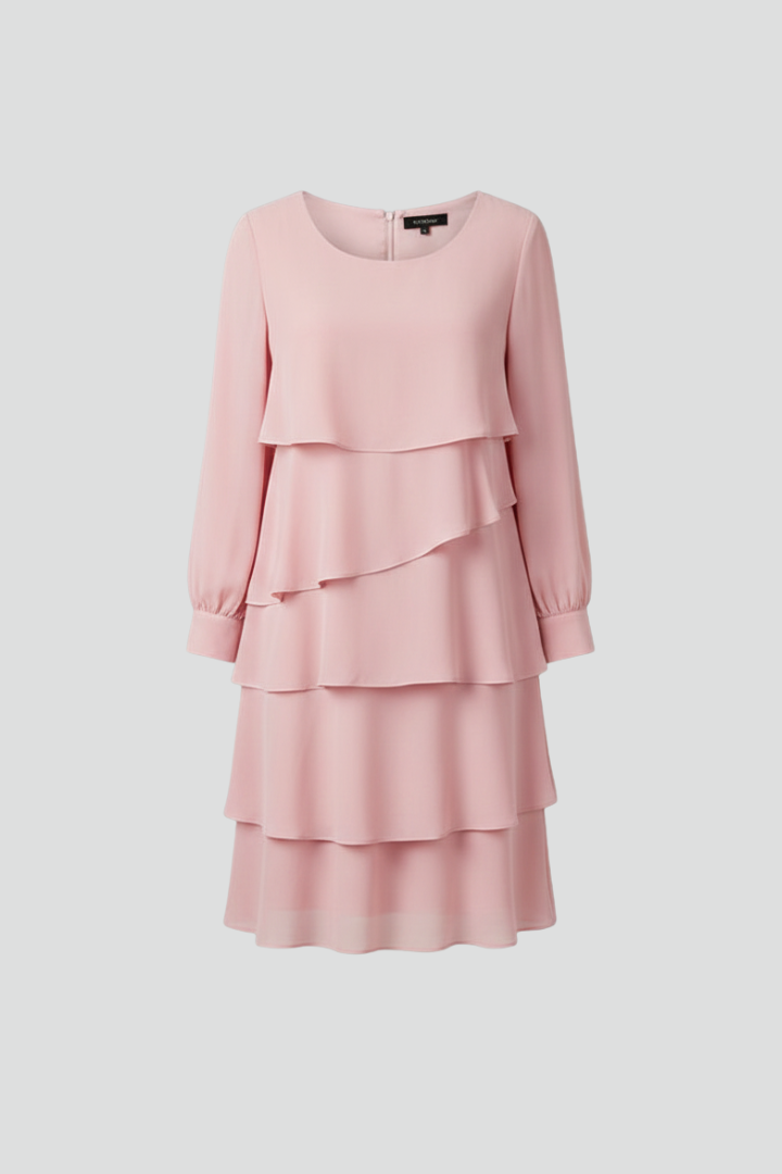 Vestito donna a maniche lunghe con gonna a strati
