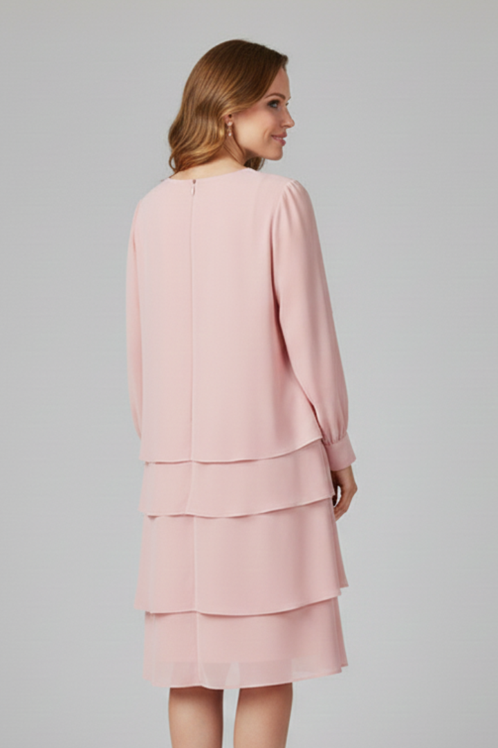 Vestito donna a maniche lunghe con gonna a strati