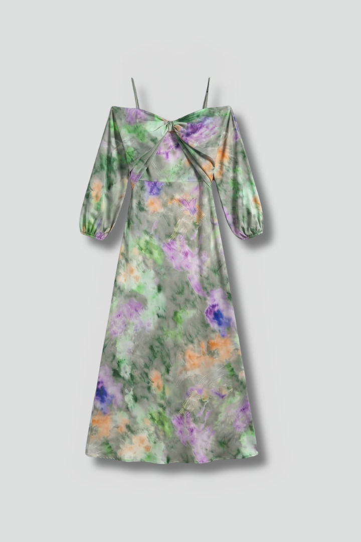 Robe maxi femme châle amovible manches longues