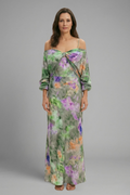 Robe maxi femme châle amovible manches longues