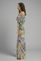 Robe maxi femme châle amovible manches longues