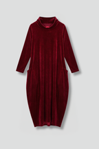 Vestito maxi donna con scollo alto e maniche lunghe