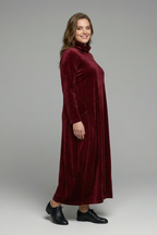 Vestito maxi donna con scollo alto e maniche lunghe