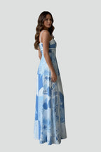 Vestito maxi donna a fantasia senza maniche
