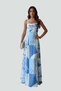 Vestito maxi donna a fantasia senza maniche