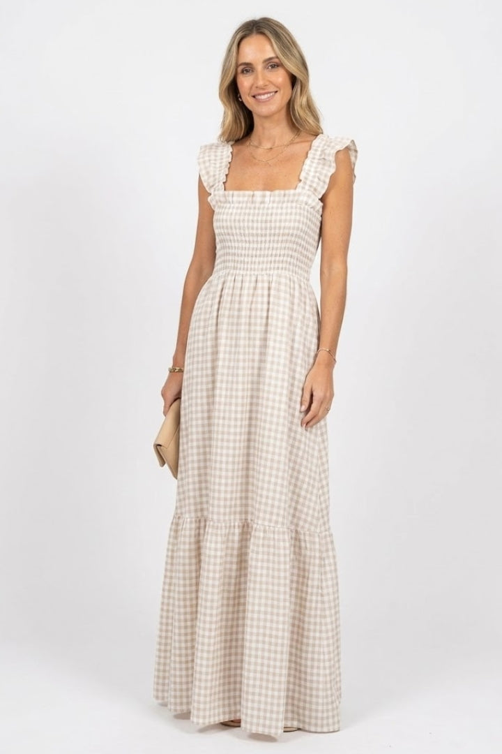Robe maxi femme à carreaux
