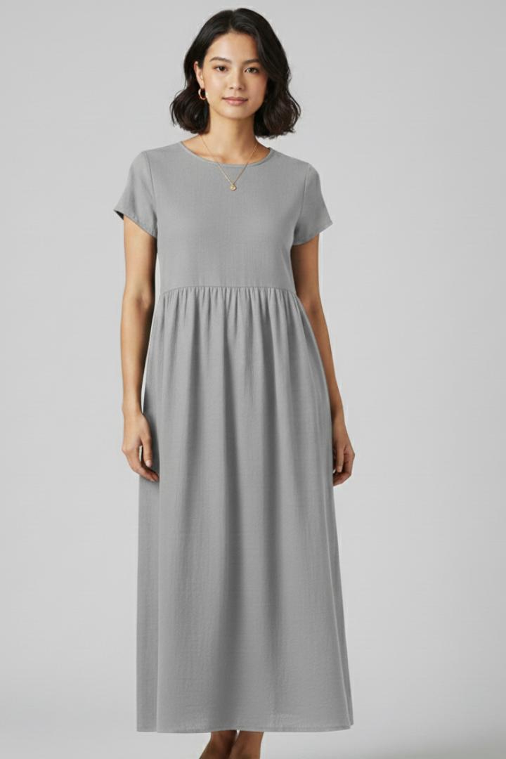 Damska Sukienka Maxi z Prostym Dekoltem i Prostym Dołem