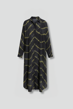 Vestito maxi donna con scollo a V e chiusura a bottoni