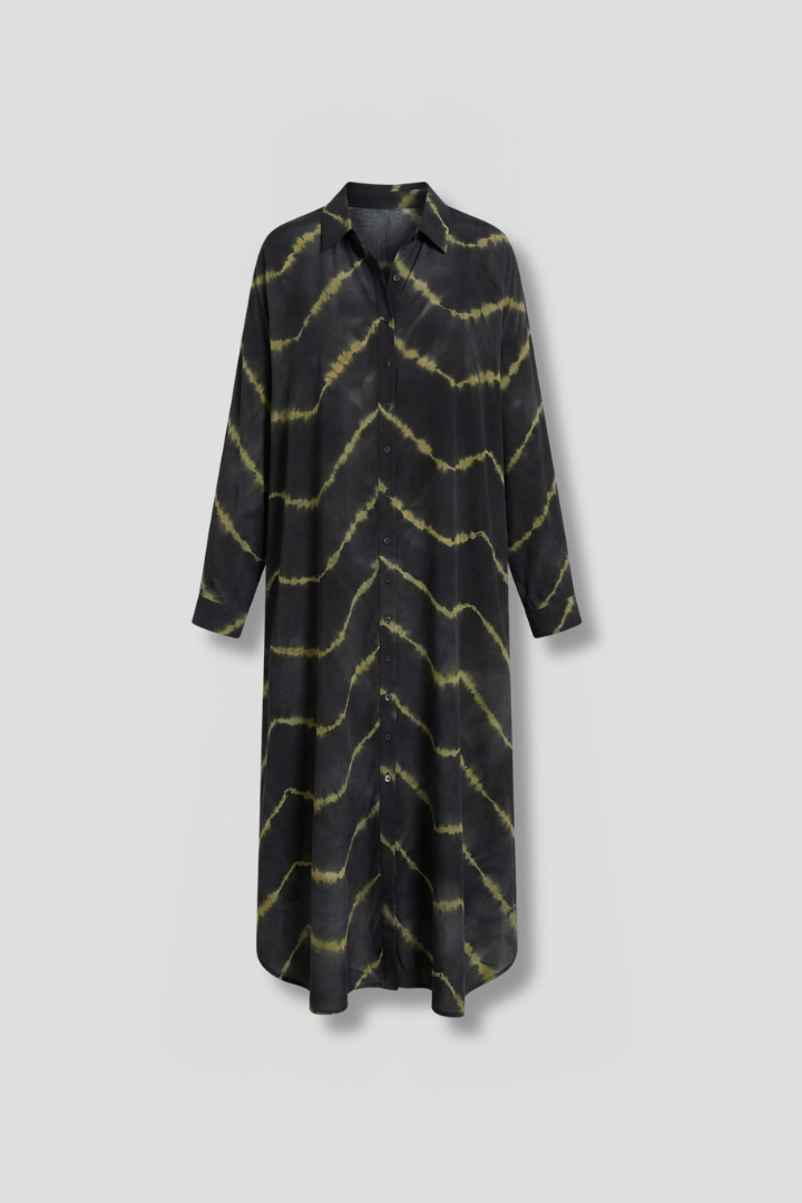 Vestito maxi donna con scollo a V e chiusura a bottoni