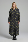 Vestito maxi donna con scollo a V e chiusura a bottoni