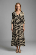 Vestido maxi de mulher com decote em V e mangas curtas