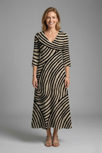 Vestido maxi de mulher com decote em V e mangas curtas