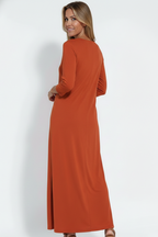 Vestido maxi de mujer con escote en V y abertura lateral