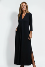 Vestido maxi de mujer con escote en V y abertura lateral