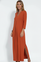 Vestido maxi de mujer con escote en V y abertura lateral