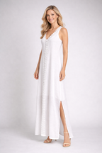 Robe maxi femme à col V et fentes latérales
