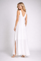 Robe maxi femme à col V et fentes latérales