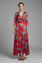 Vestido maxi de mujer con escote en V y corte cruzado en la cintura