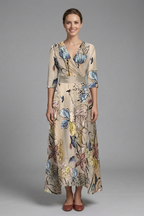 Vestido maxi de mujer con escote en V y corte cruzado en la cintura