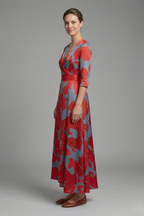 Vestido maxi de mujer con escote en V y corte cruzado en la cintura