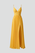 Vestido maxi de mujer con escote en V y abertura delantera