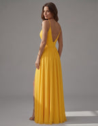 Vestido maxi de mujer con escote en V y abertura delantera