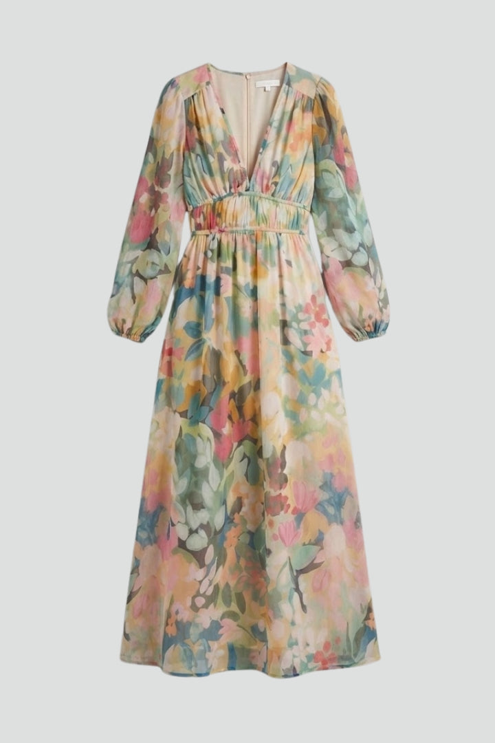 Vestito donna scollo a V con stampa floreale