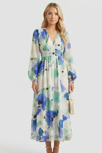Vestito donna scollo a V con stampa floreale