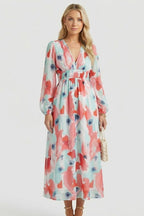 Vestito donna scollo a V con stampa floreale
