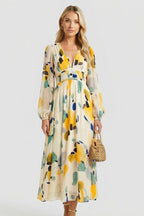 Vestito donna scollo a V con stampa floreale