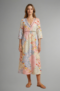 Robe maxi femme col V motif patchwork