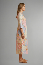 Robe maxi femme col V motif patchwork