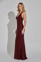 Vestido maxi de mujer con escote en V y sin mangas