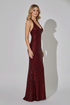 Vestido maxi de mujer con escote en V y sin mangas