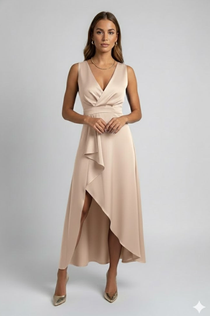 Vestito maxi donna con scollo a V