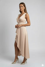 Vestido maxi de mujer con escote en V