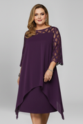 Vestito midi donna maniche scavate orlo asimmetrico