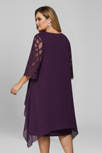 Vestito midi donna maniche scavate orlo asimmetrico