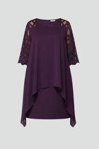 Vestito midi donna maniche scavate orlo asimmetrico