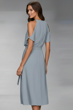 Vestito midi donna scollo halter e orlo asimmetrico