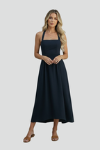 Rochie midi de damă cu decolteu pătrat