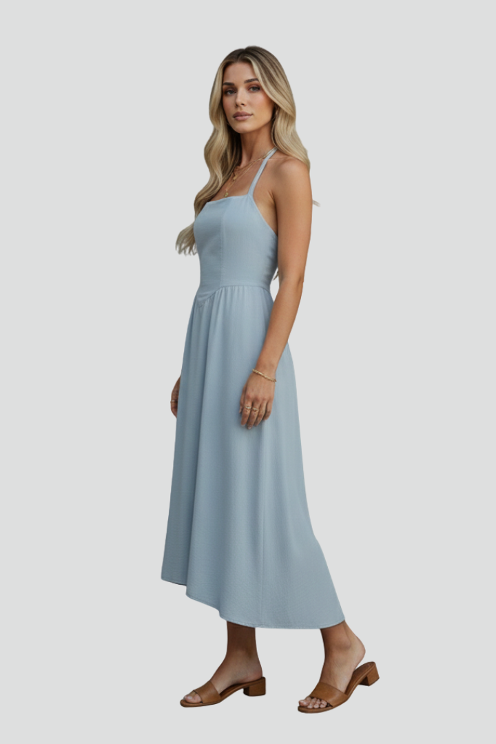 Rochie midi de damă cu decolteu pătrat